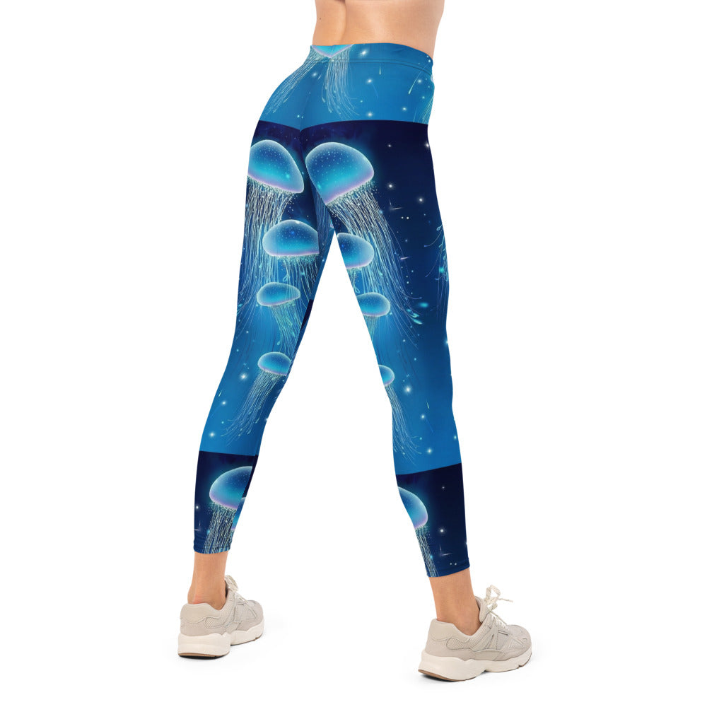 Personalisierte Damen Sportleggings Quallen Motiv Blau Ozean Design Fitness Yoga Leggings S247