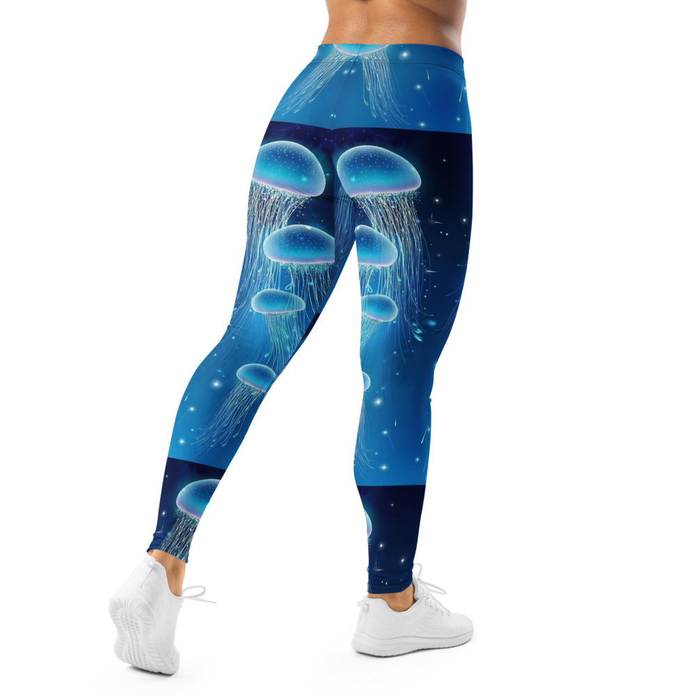 Personalisierte Damen Sportleggings Quallen Motiv Blau Ozean Design Fitness Yoga Leggings S247