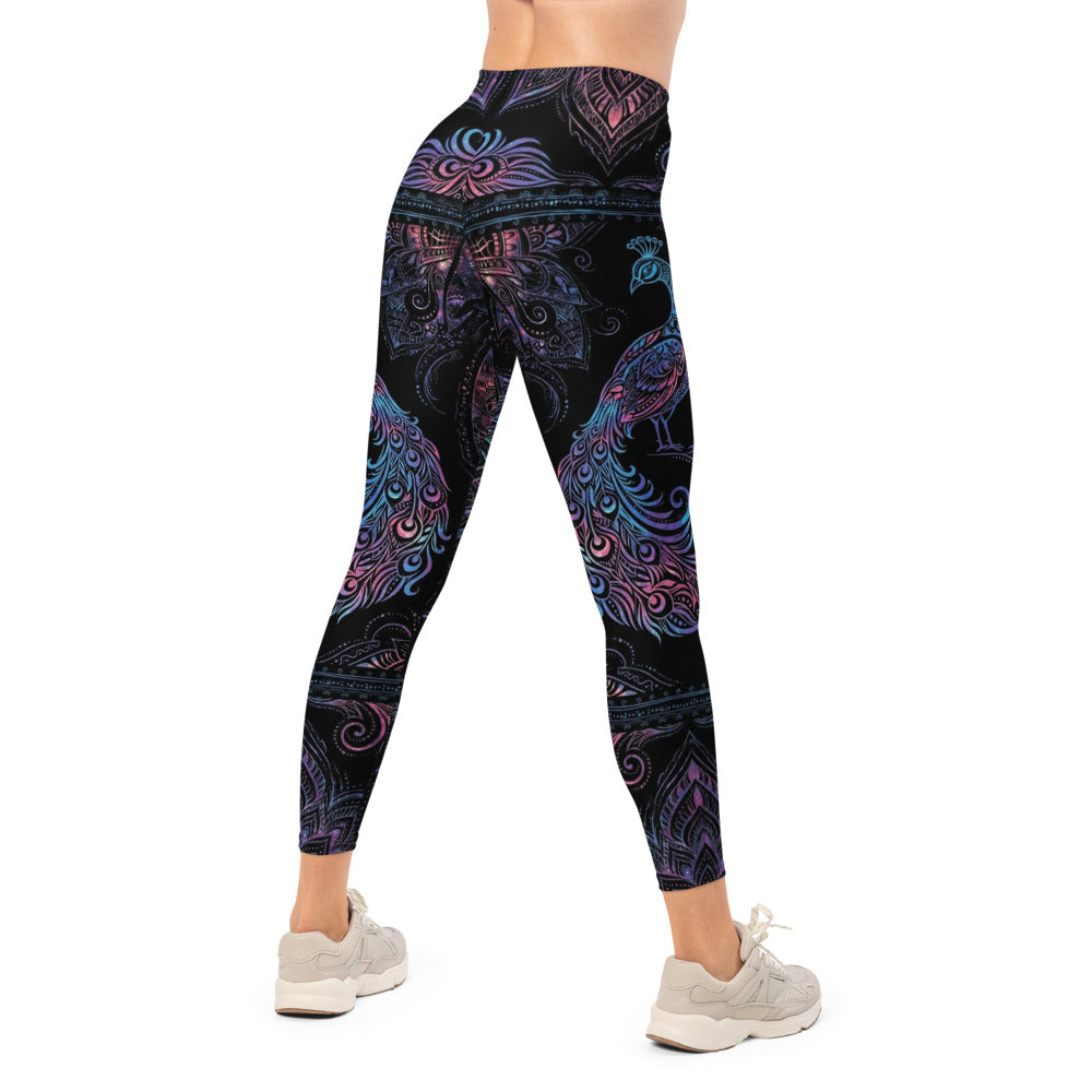 Personalisierte Damen Sportleggings Mandala Ornament Design Schwarz Blau Lila Fitness Yoga Leggings N212