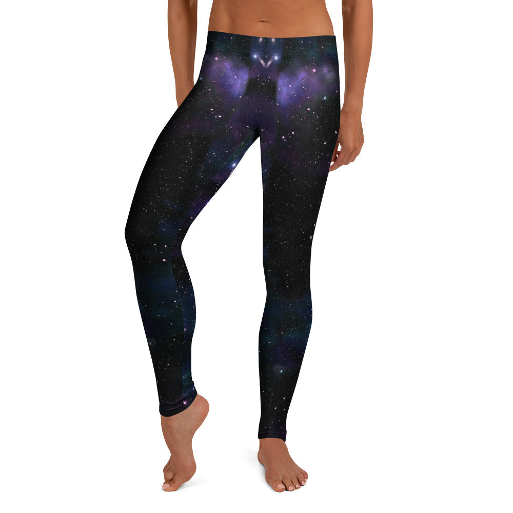 Personalisierte Damen Sportleggings Galaxy Design Schwarz Lila Fitness Leggings Weltraum Print S329