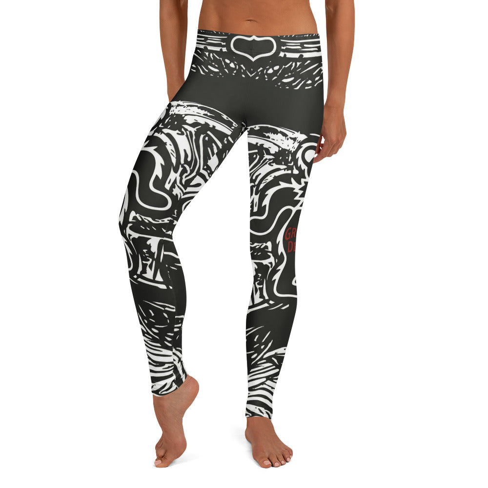 Personalisierte Damen Sportleggings Schwarz Weiß Rot Grateful Dead Print Fitness Yoga Leggings X150
