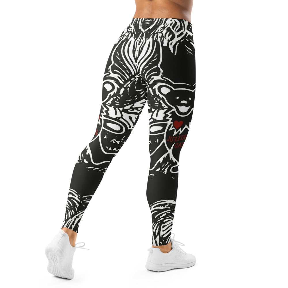 Personalisierte Damen Sportleggings Schwarz Weiß Rot Grateful Dead Print Fitness Yoga Leggings X150