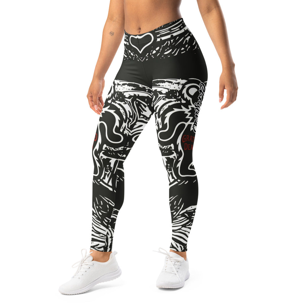 Personalisierte Damen Sportleggings Schwarz Weiß Rot Grateful Dead Print Fitness Yoga Leggings X150