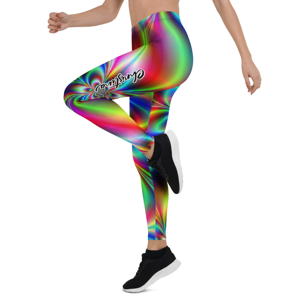 Personalisierte Damen Sportleggings Bunt Psychedelisch Abstraktes Muster Fitness Yoga Leggings F786