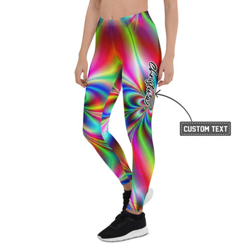 Personalisierte Damen Sportleggings Bunt Psychedelisch Abstraktes Muster Fitness Yoga Leggings F786 - XL