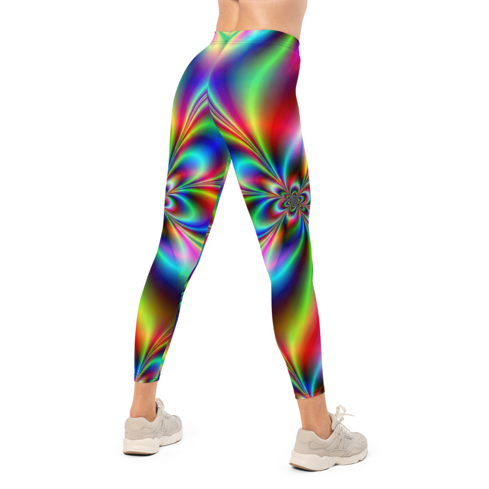 Personalisierte Damen Sportleggings Bunt Psychedelisch Abstraktes Muster Fitness Yoga Leggings F786