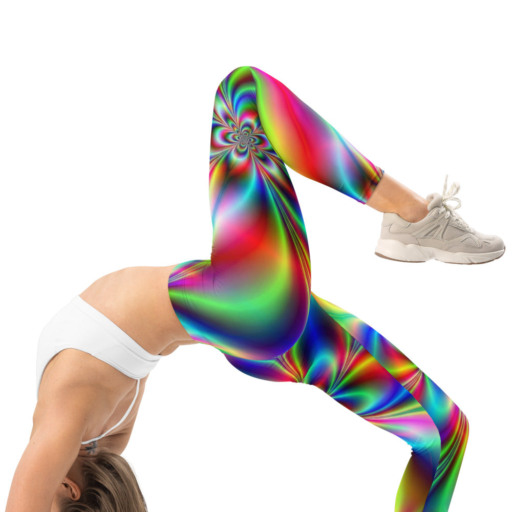 Personalisierte Damen Sportleggings Bunt Psychedelisch Abstraktes Muster Fitness Yoga Leggings F786