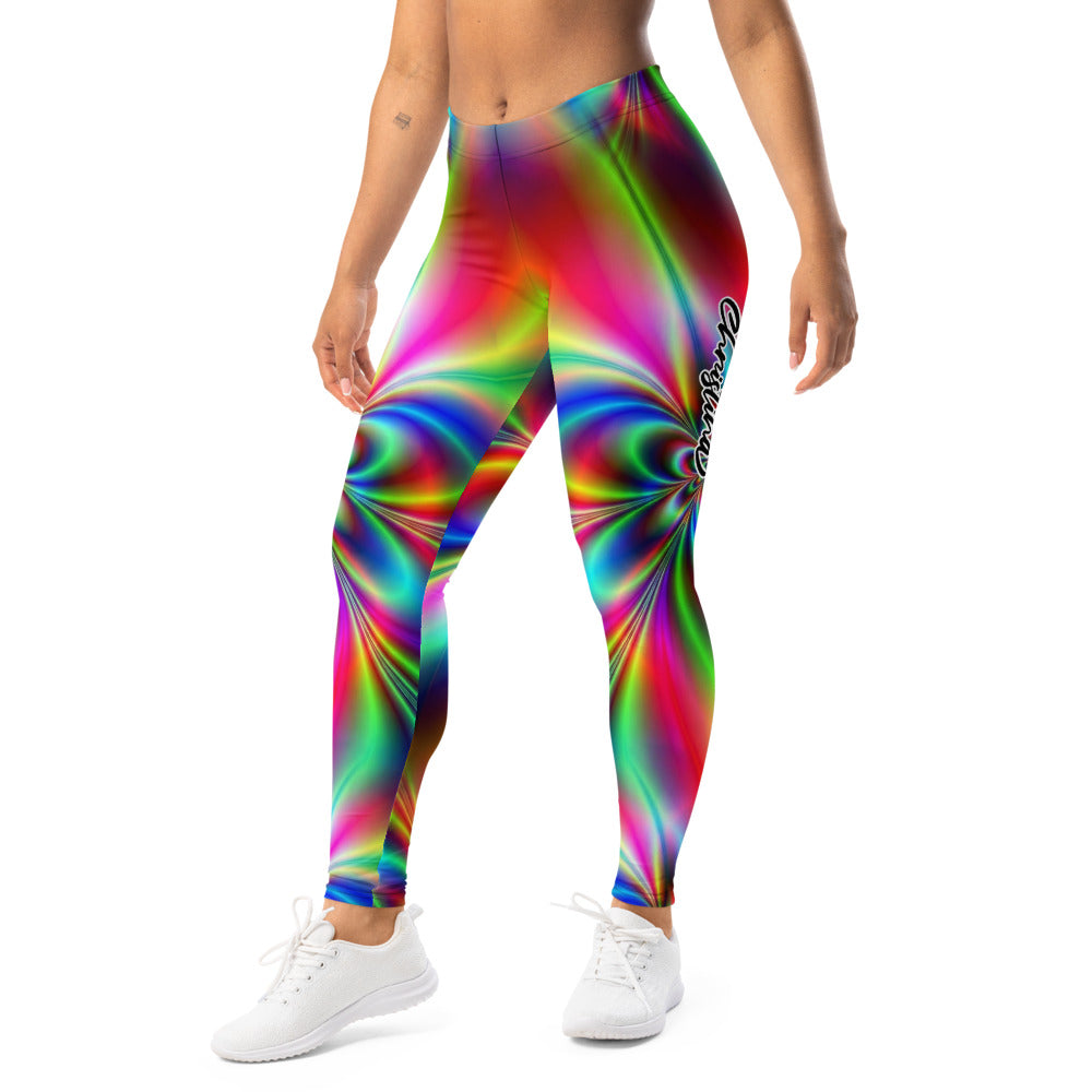 Personalisierte Damen Sportleggings Bunt Psychedelisch Abstraktes Muster Fitness Yoga Leggings F786
