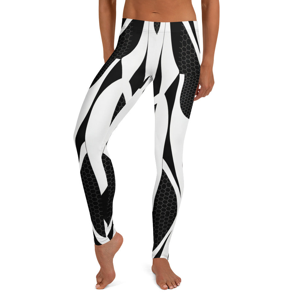 Personalisierte Damen Sportleggings Abstrakt Schwarz Weiß Geometrisches Muster Fitness Leggings G032